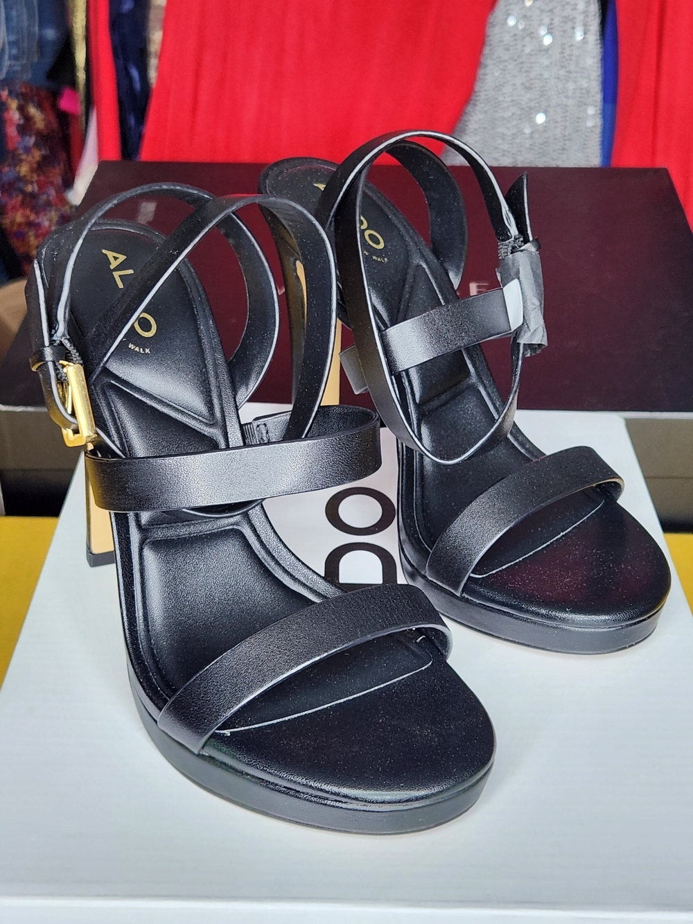 ALDO Black Strappy Block Heel Sandals